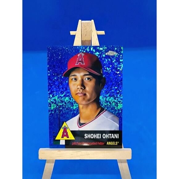 2022 Shohei Ohtani #1 SP 146/199 Topps Chrome Plat. Ann. Blue Mini Diamond - Picture 5 of 7